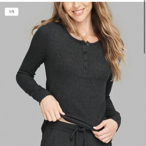 Tommy John Downtime Henley‎ Charcoal Heather S NWT